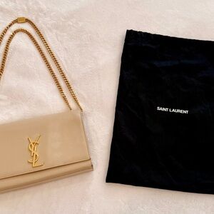 Saint Laurent Beige Chain Shoulder Bag